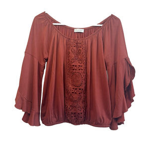 JUNIPER BLU Crochet Front Modal Boho Top